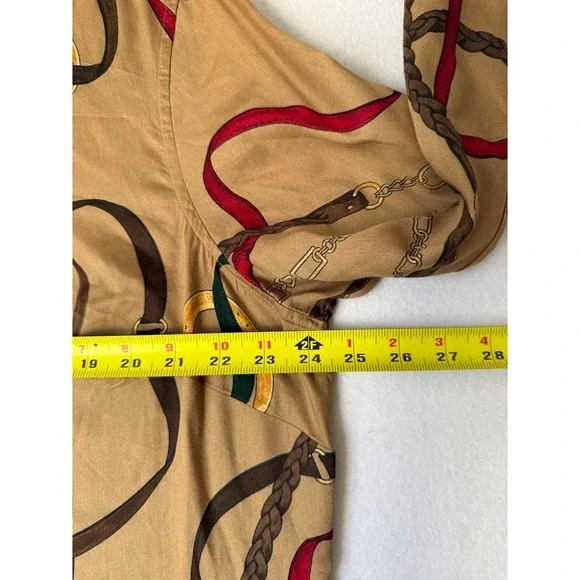 Lauren Ralph Lauren Shirt Women Size 2X Beige Equestrian Print Cotton Button Up - Picture 7 of 16